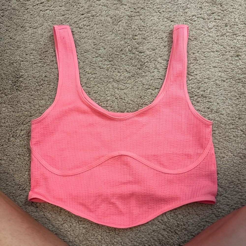 Aeropostale Coral-Pink Ribbed Scoop Bralette